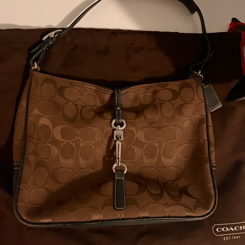 Coach Brown and Black Shoulder Bag